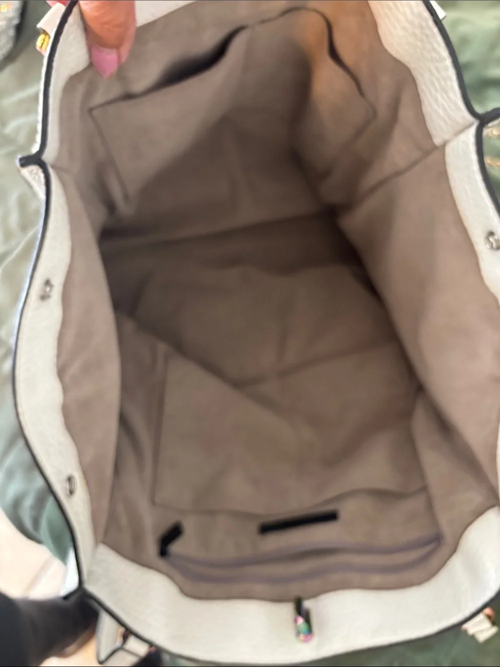 White Pebbled Leather Tote Shoulder Bag